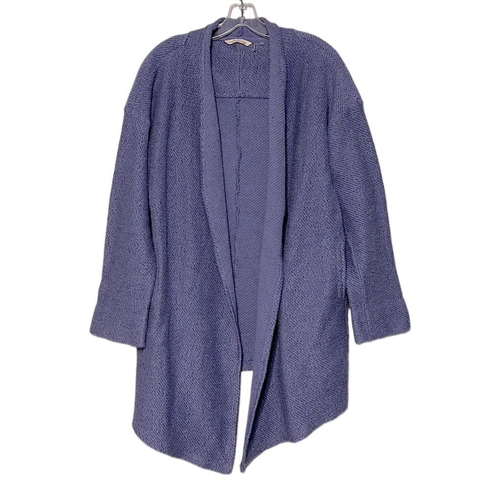 Soft Surroundings Cardigan Women Large Blue Open Front Knit Cozy